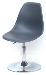 Стілець на хромованій опорі млинці Nik CH-BASE антрацит 01 пластик, дизайн Charles and Ray Eames