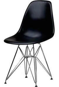Стілець Тауер Eames DSR Chair чорний пластик, хромовані ноги, дизайн Charles&Ray Eames
