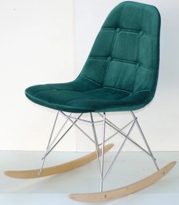 Крісло гойдалка Alex Rack велюр зелений В-5, Charles Eames Rocker Shell