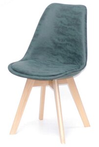 Стілець Milan Soft нубук зелений MR-202 Eames Style на букових ніжках, скандинавський стиль