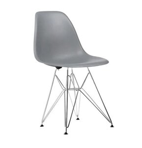 Стілець Тауер Eames DSR Chair темно-сірий пластик, хромовані ноги, дизайн Charles&Ray Eames