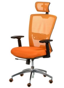 Офісне крісло Dawn orange (жовтогаряче) з профільованим сидінням і розкладною спинкою до 135 градусів