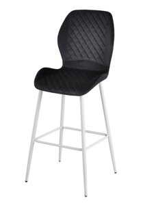 Барний стілець Fox Bar 75 ML (WT) з білими металевими ніжками, м'яка оббивка велюр чорний UC-904