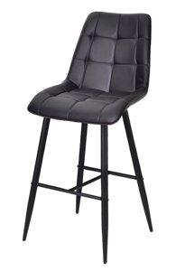 Барний стілець з м'якою оббивкою на чорних металевих ніжках Alabama Bar 75-BK шкірам чорний