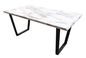 Нерозкладний обідній стіл Greus Marble 160х90 см, білий мармур