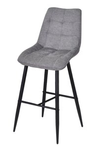 Барний стілець з м'якою оббивкою на чорних металевих ніжках Alabama Bar 75-BK Текстиль темно-сірий BREGO-18