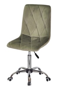 Стілець з регулюванням висоти на хромованій хрестовині з колесами Melvin (Fred) CH-Office Ø 570 мм велюр оливковий