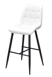 Барний стілець з м'якою оббивкою на чорних металевих ніжках Alabama Bar 75-BK шкірозамінник білий