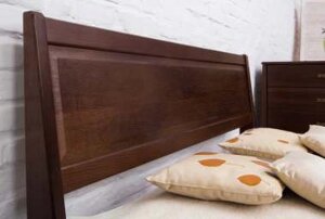 Ліжко двоспальне дерев'яне Сіті з вилогою 160х200, колір темний горіх