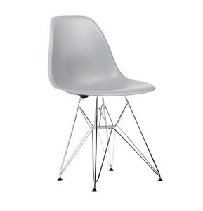Стілець Тауер Eames DSR Chair сірий пластик, хромовані ноги, дизайн Charles&Ray Eames