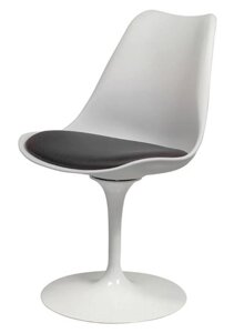 Стілець поворотний Тюльпан білий із чорною подушкою Tulip chair Eero Saarinen