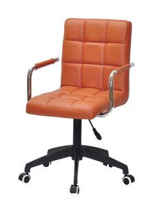 Кресло Augusto Arm BK-Modern Office з підлокітниками, коричневий 1014 шкірозамінник на чорній хрестовині з колесами