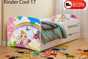 Дитяче ліжко Kinder Cool 17 Принцеса з шухлядою та захисним бортиком, спальне місце на ламелях