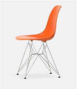 Стілець Тауер Eames DSR Chair жовтогарячий пластик, хромовані ноги, дизайн Charles&Ray Eames