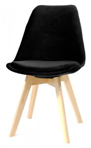 Стілець Milan Soft оксамит чорний В-4 Eames Style на букових ніжках, скандинавський стиль
