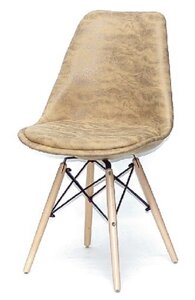 Стілець Milan-B Soft жовтий нубук MR — 201 Eames Style на букових ніжках, скандинавський стиль