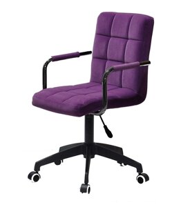 Кресло Augusto Arm BK-Modern Office з підлокітниками, велюр фіолетовий В-1013 на чорній хрестовині з колесами