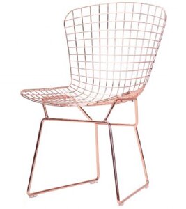 Стілець Rubi Bertoia, рожеве золото металевий каркас, без подушки, дизайн Harry Bertoia