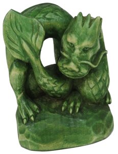 Статуетка ручної роботи Зелений Дерев'яний Дракон символ 2024 року