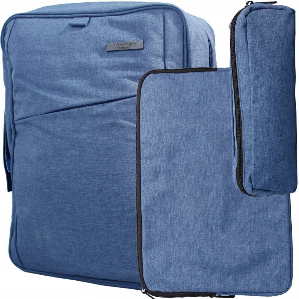 Комплект із рюкзака, чохла для ноутбука, косметички Winmax синій від компанії «SUPERSUMKA» - фото 1
