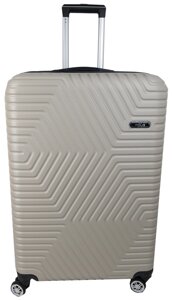 Велика пластикова валіза на колесах 115L GD Polo світло-бежева