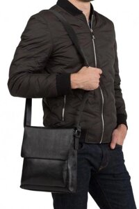 Сумка-месенджер шкіряна Tiding Bag чорна