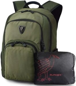 Рюкзак для ноутбука 15,6" Sumdex PON-394TY + дощовик хакі