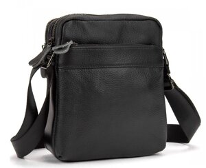 Чоловічий шкіряний месенджер Tiding Bag чорний