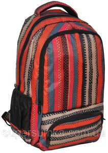 Молодіжний яскравий рюкзак у смужку PASO 21L 15-8122D червоний