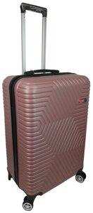 Пластикова валіза на колесах середній розмір 70L GD Polo пудрова