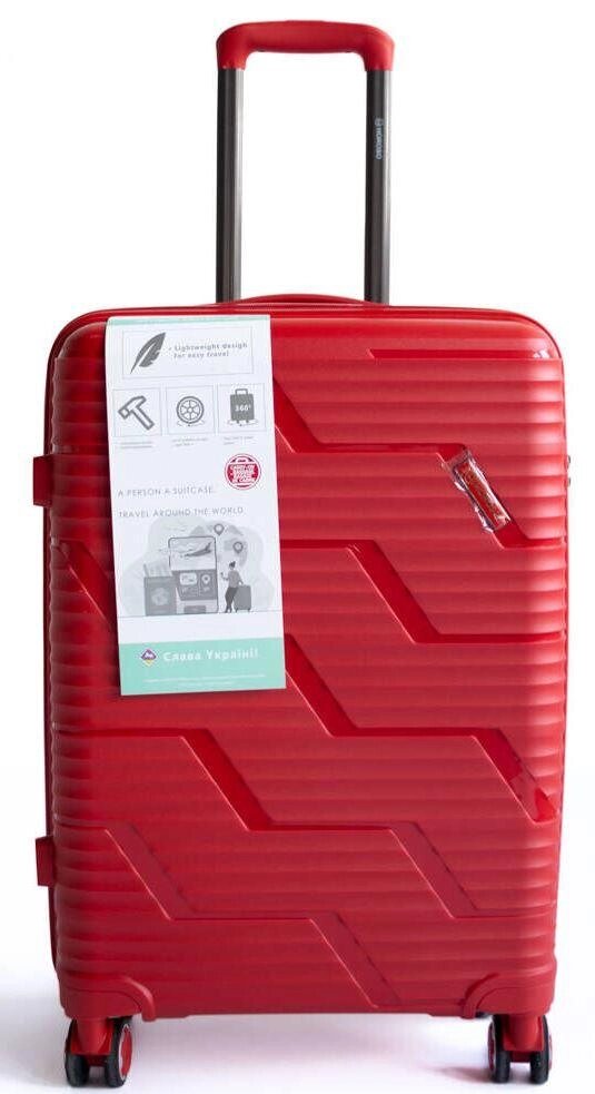 Пластикова середня валіза з полікарбонату 65L Horoso червона від компанії «SUPERSUMKA» - фото 1