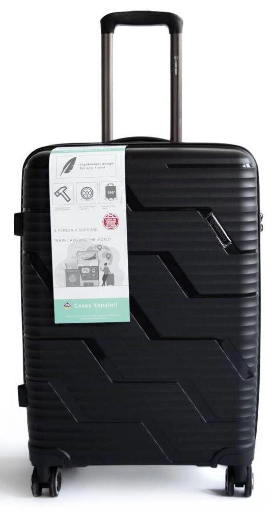 Пластикова середня валіза з полікарбонату 65L Horoso чорна від компанії «SUPERSUMKA» - фото 1