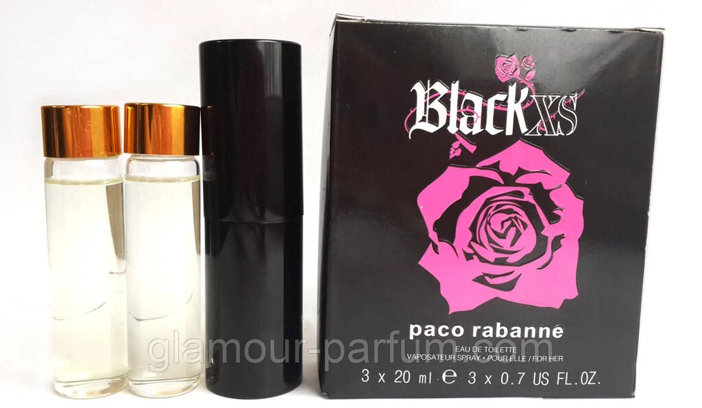 Мініпарфуми Paco Rabanne Black XS For Her (Блек XS Фо Хе) + 2 запаски, 3*20 мл. від компанії GLAMOUR-PARFUM - фото 1