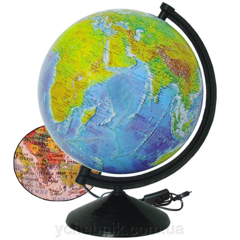 Глобус Фізично-політичний з підсвічуванням 260 мм від компанії ychebnik. com. ua - фото 1