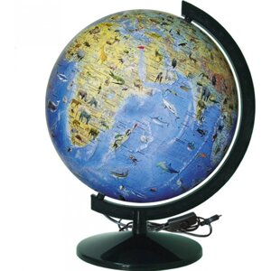 Глобус Загальногеографічній з тварин з підсвічуванням 320 мм