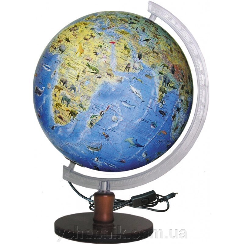 Глобус Загальногеографічній з тварин з підсвічуванням 320 мм від компанії ychebnik. com. ua - фото 1