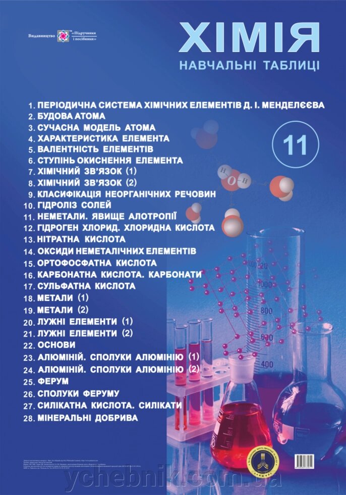 Хімія Навчальні табліці 11 клас Хіхловській В. 2020 від компанії ychebnik. com. ua - фото 1