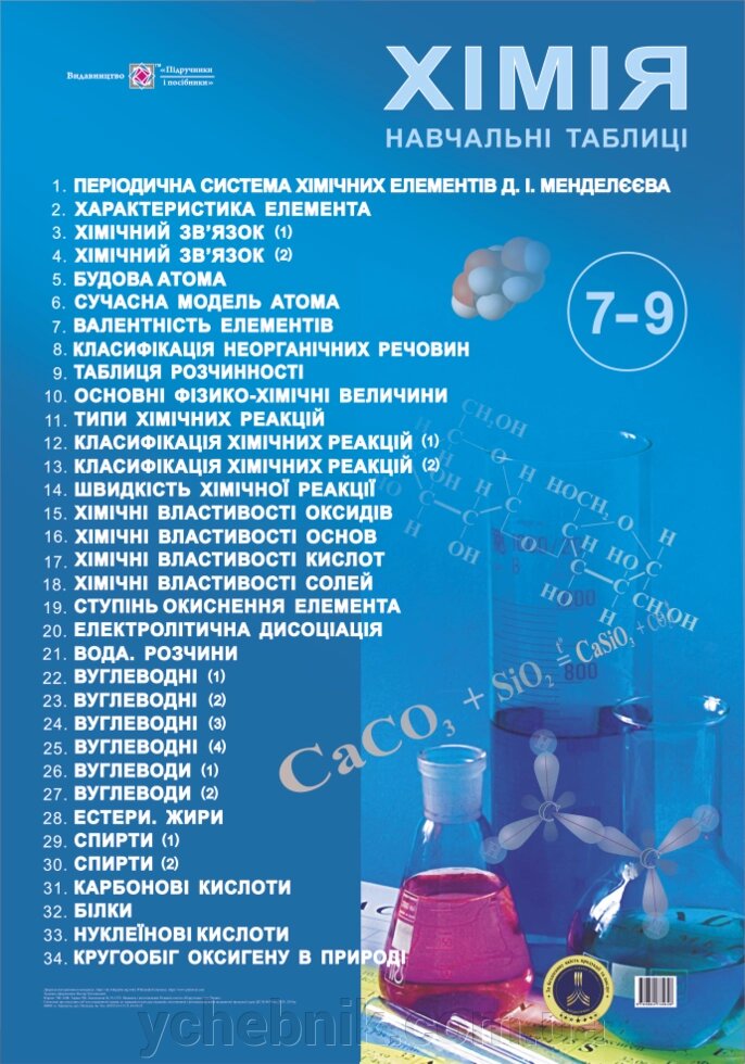 Хімія Навчальні табліці 7-9 класи Хіхловській В. 2020 від компанії ychebnik. com. ua - фото 1