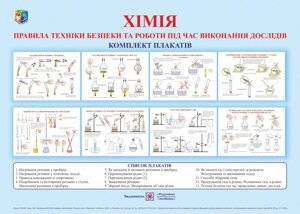 Хімія. Правила техніки безпеки та роботи під час Виконання дослідів. комплект плакатів