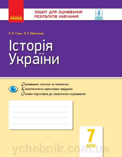 Історія України 7 клас Зошит для оцінювання результатів навчання Гісем О. 2020 від компанії ychebnik. com. ua - фото 1