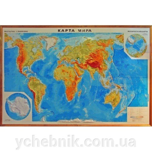 Карта світу, м-б 1:15 000 000 (в дерев'яній рамі) від компанії ychebnik. com. ua - фото 1