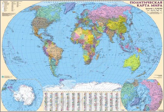 Карта світу політична (Картон + планки) 95 Х 66 від компанії ychebnik. com. ua - фото 1