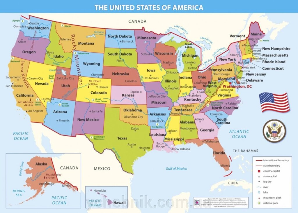 Мапа США  (1:1 000 000 і дрібніше) від компанії ychebnik. com. ua - фото 1