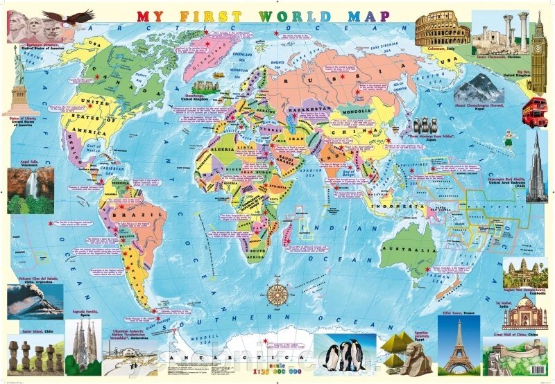 My First World Map. Моя перша карта світу (мова: англ) (ламінована, НА ПЛАНКАХ) від компанії ychebnik. com. ua - фото 1