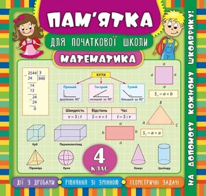 Пам’ятка для початкової школи Математика 4 клас Соколова І. І.