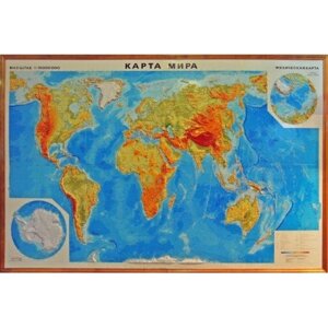 Карта світу, м-б 1:15 000 000 (в дерев'яній рамі)