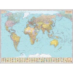 Політична карта світу, м-б 1:15 000 000 (на картоні, на капі, в багеті)