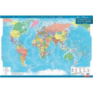 Політична карта світу, м-б 1:35 000 000 (ламінована, на планках) 98.00 X 68.00 см 2019