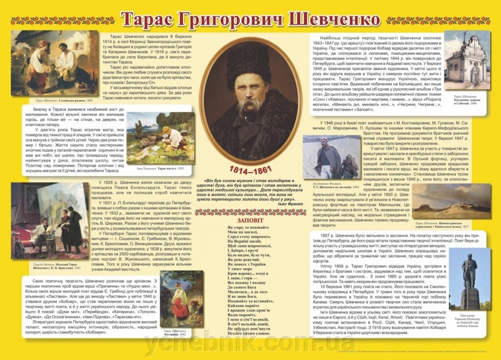 Плакат «Біографія Т. Г. Шевченка» Давидова О. від компанії ychebnik. com. ua - фото 1