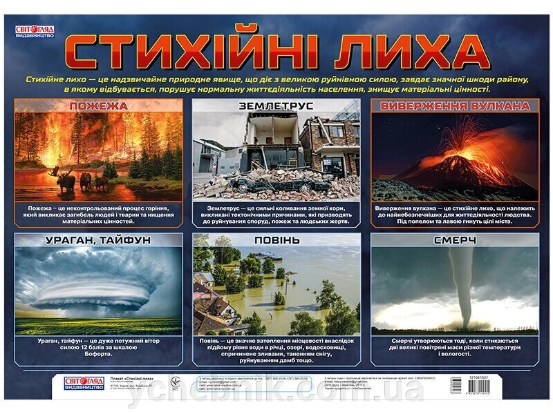 Плакат Стіхійні лиха (Укр) Світогляд 2020 від компанії ychebnik. com. ua - фото 1